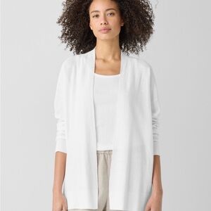 Eileen Fisher White Open-Front Cardigan